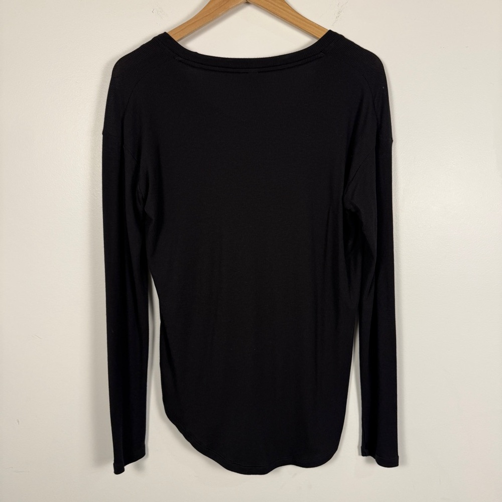 Athleta Cloudlight Stratus Long Sleeve Tee Black Modal Ribbed XS - Picture 6 of 8
